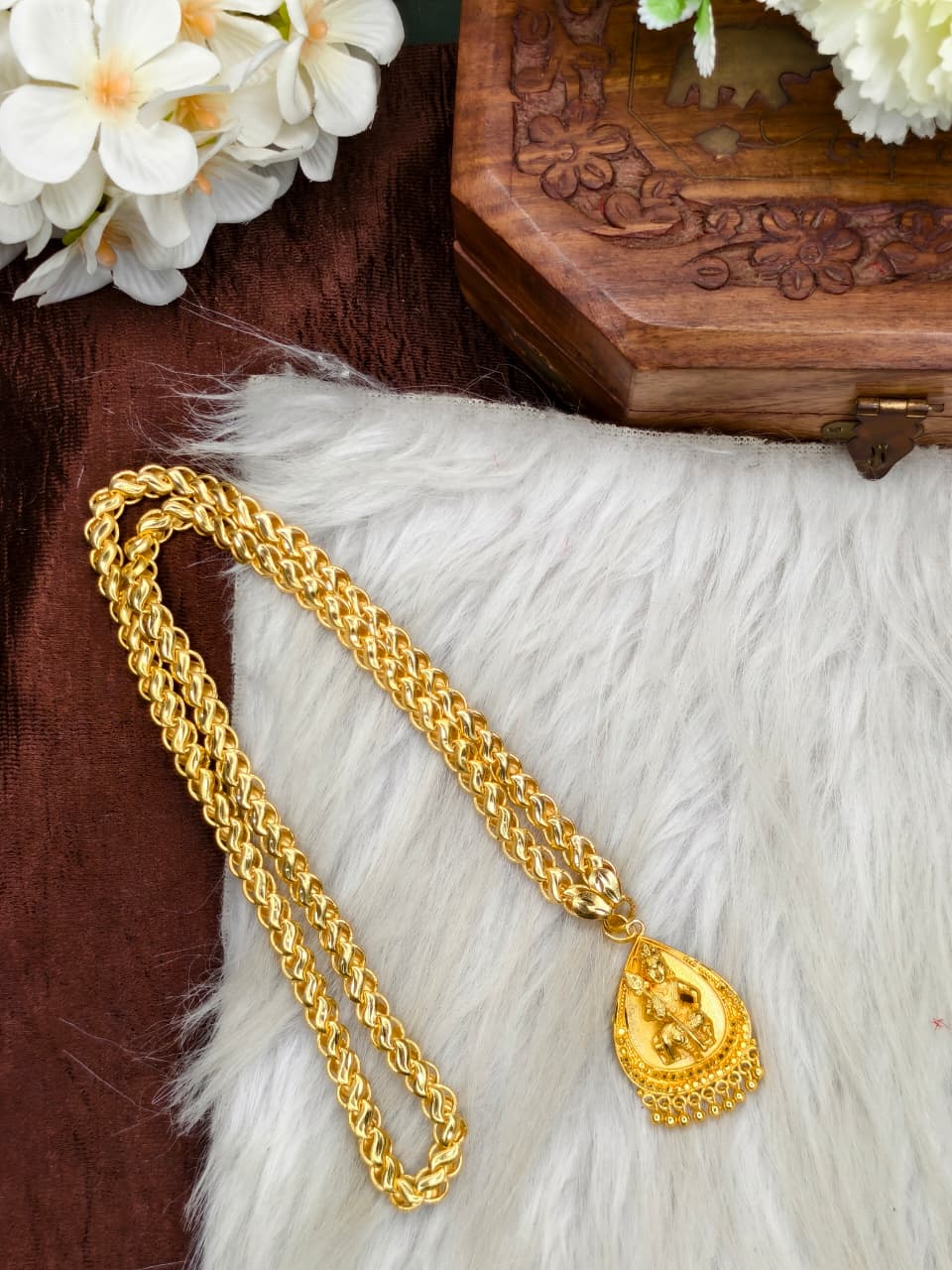 ✨plain  Dollar Matte Finish Chain – Gold Plated Jewellery for Women✨