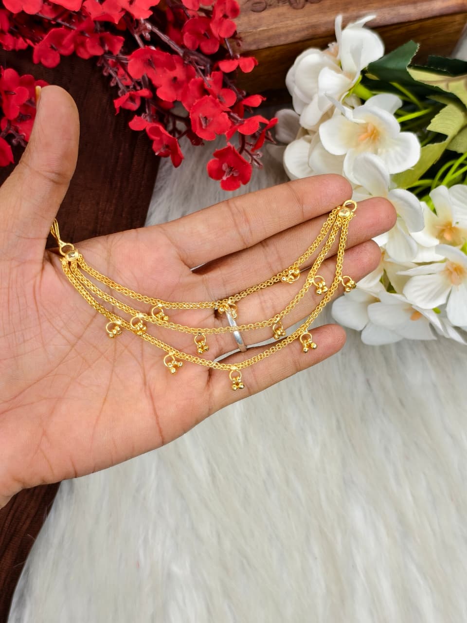 Women Mattal – 1 Gram Gold Plated Traditional Ear Chain3