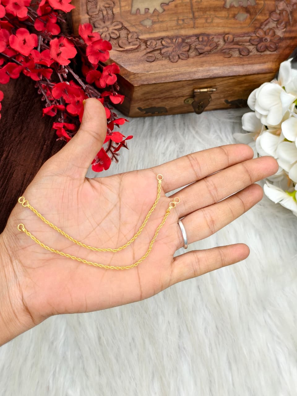 Women Mattal – 1 Gram Gold Plated Traditional Ear Chain