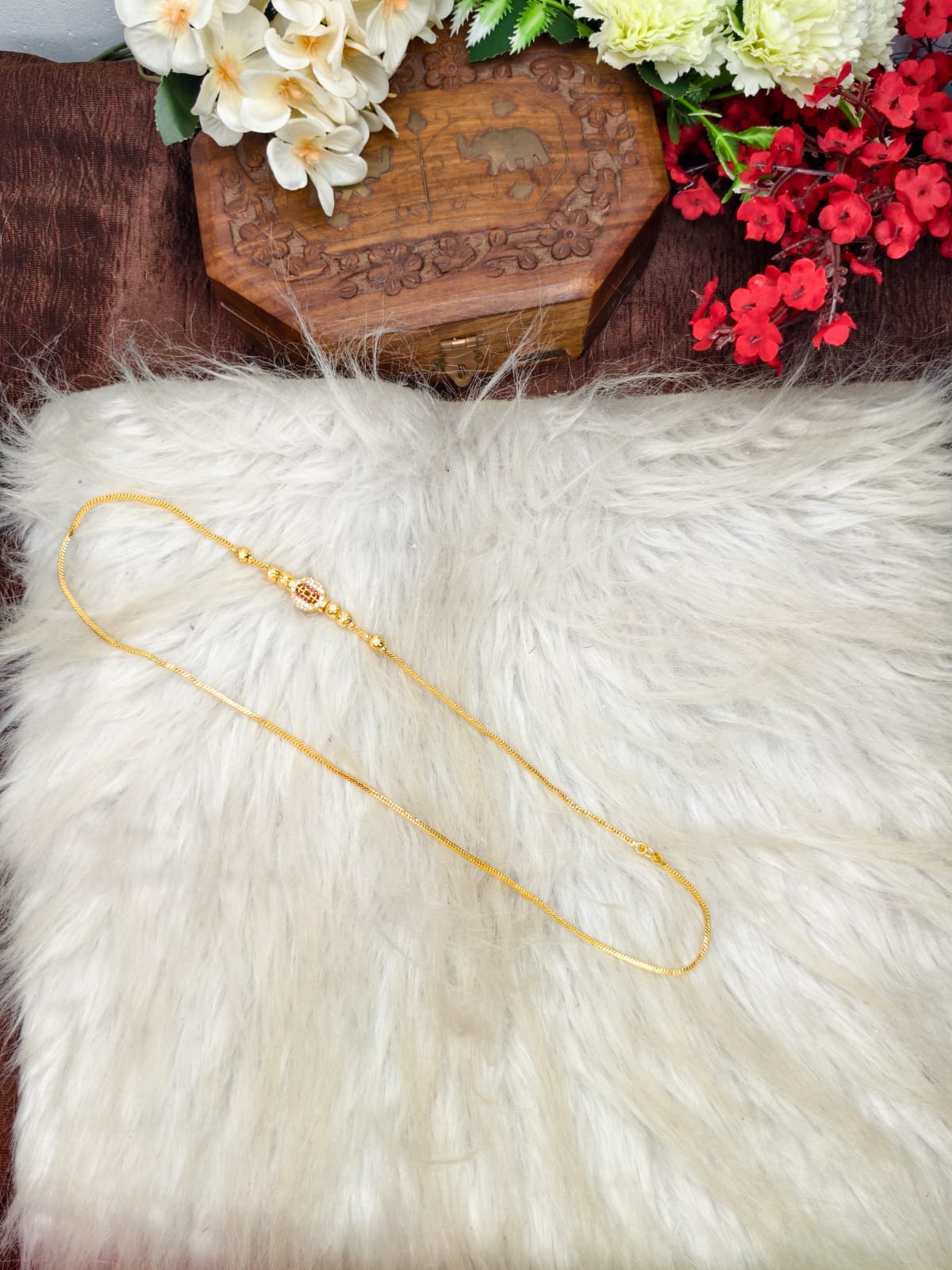 Mugappu chain (1Gram Gold plated) Stone Model