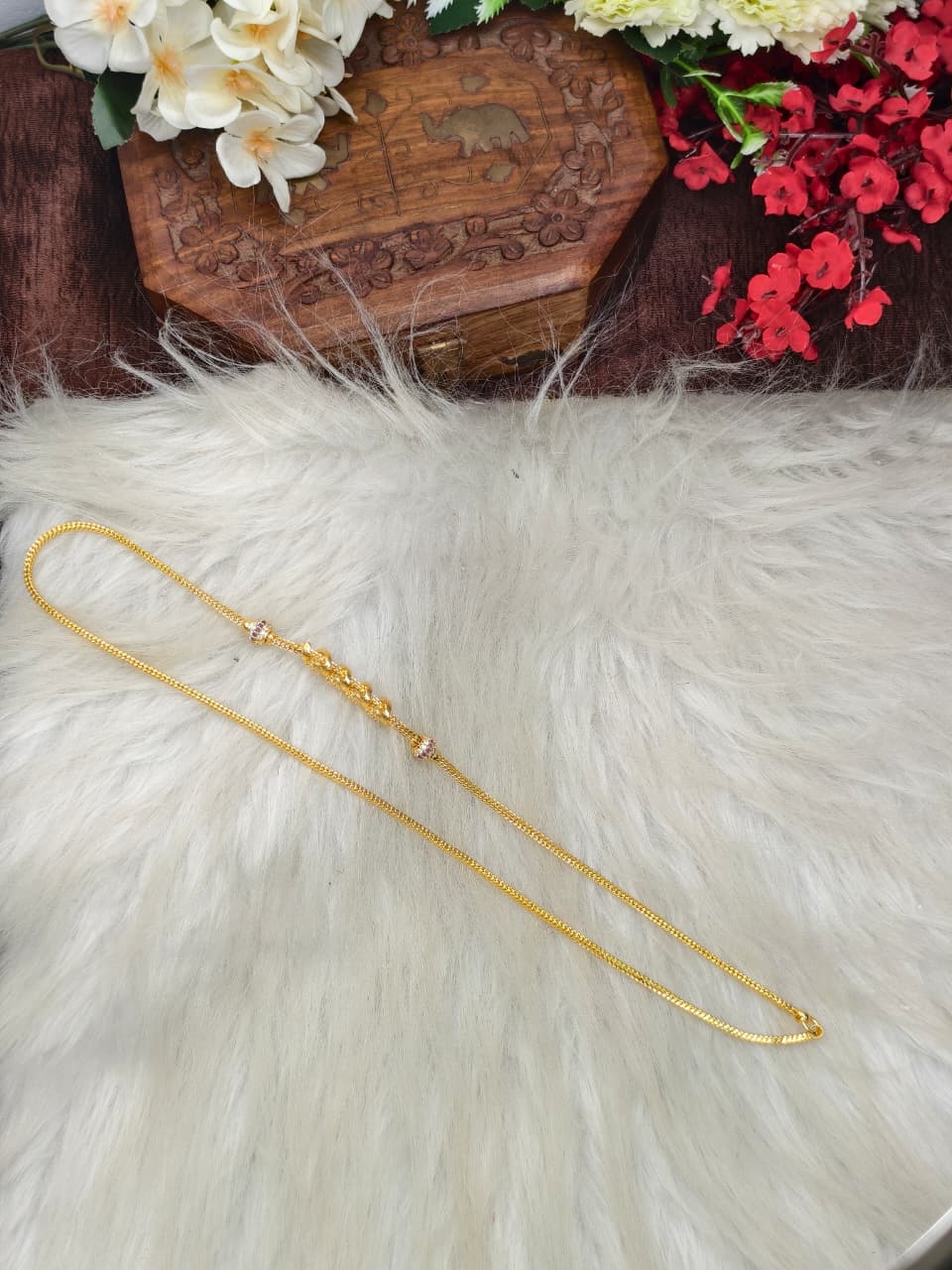 Mugappu chain (1Gram Gold plated) Stone Model