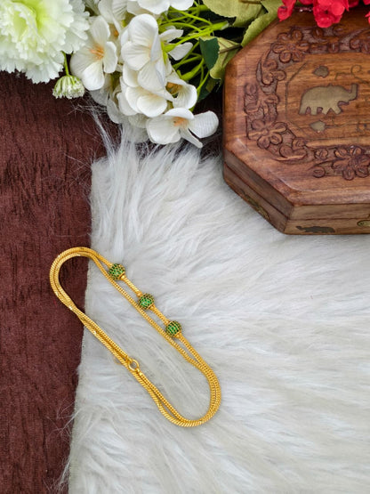 Foming Mugappu chain (1Gram Gold plated) Stone Ball  Model Real gold look
