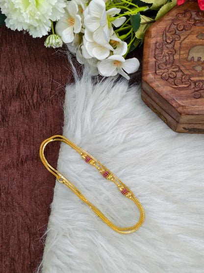 Foming Mugappu chain (1Gram Gold plated) plain Model Real gold looks