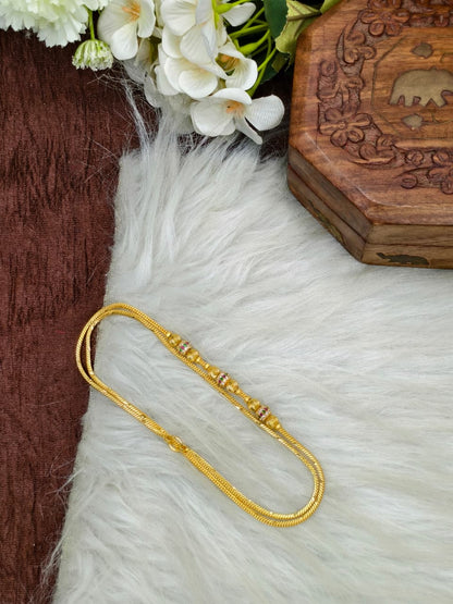Foming Mugappu chain (1Gram Gold plated) plain Model Real gold looks