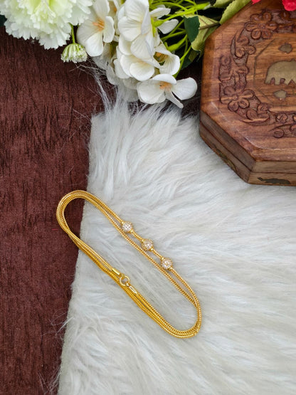 Foming Mugappu chain (1Gram Gold plated) Stone Ball  Model Real gold looks