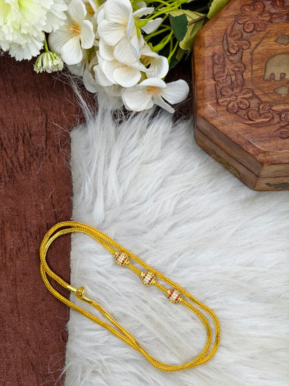 Foming Mugappu chain (1Gram Gold plated) Stone Ball  Model Real gold looks