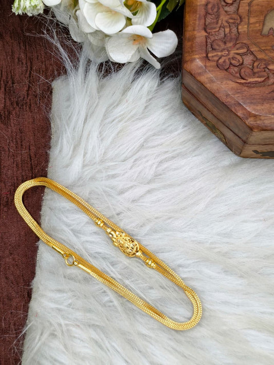 Foming Mugappu chain (1Gram Gold plated) plain Lakshmi  Model Real gold looks