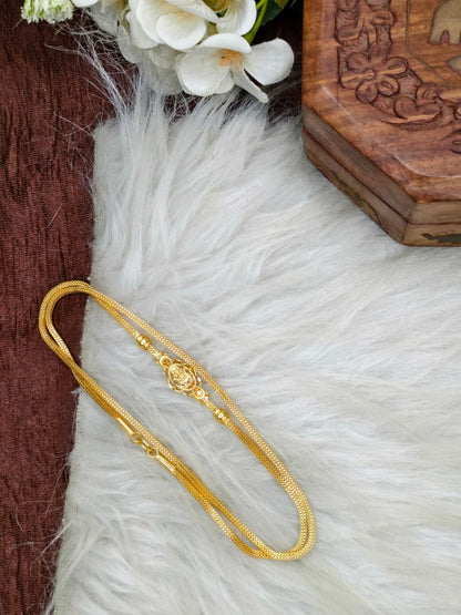 Foming Mugappu chain (1Gram Gold plated) plain Lakshmi  Model Real gold looks
