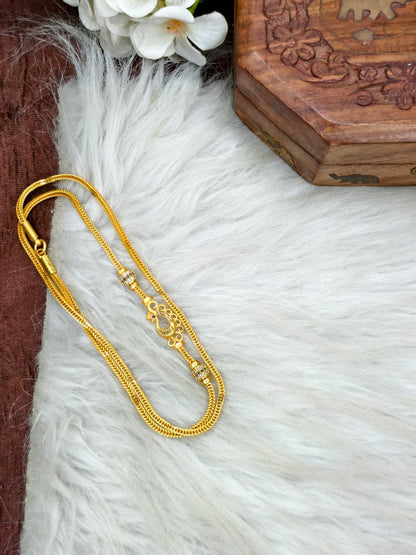 Foming Mugappu chain (1Gram Gold plated) Stone Model