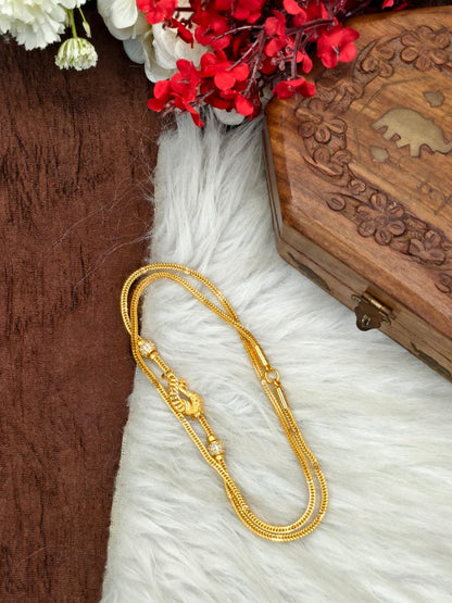 Foming Mugappu chain (1Gram Gold plated) Stone Model