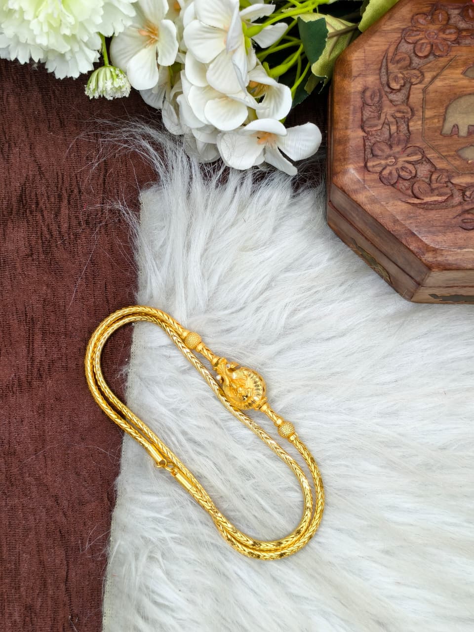 Foming Mugappu chain (1Gram Gold plated) Stone Model