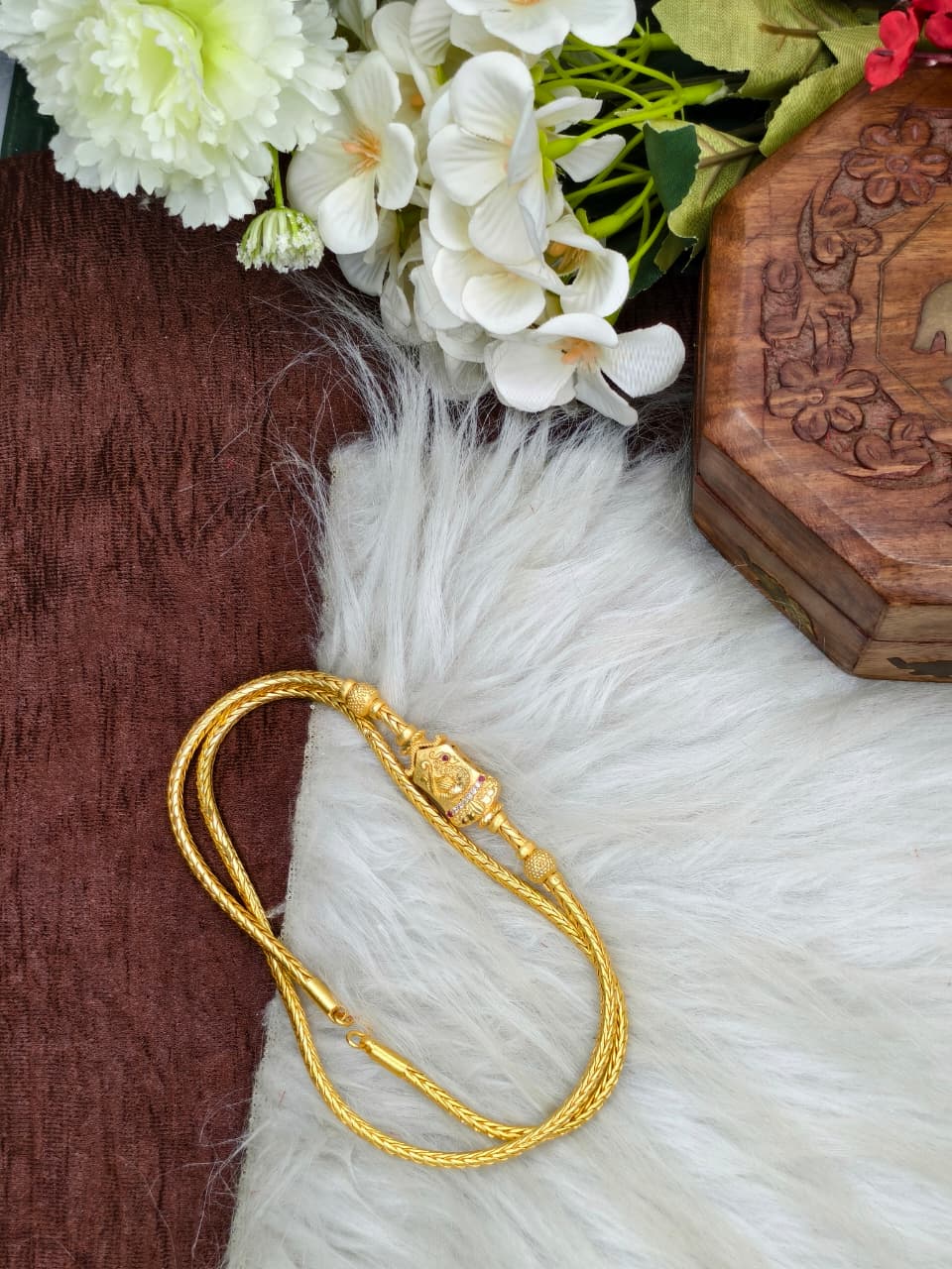 Forming Mugappu chain (1Gram Gold plated) Stone Model