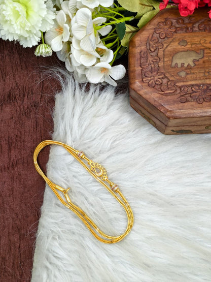 Foming Mugappu chain (1Gram Gold plated) Stone Model