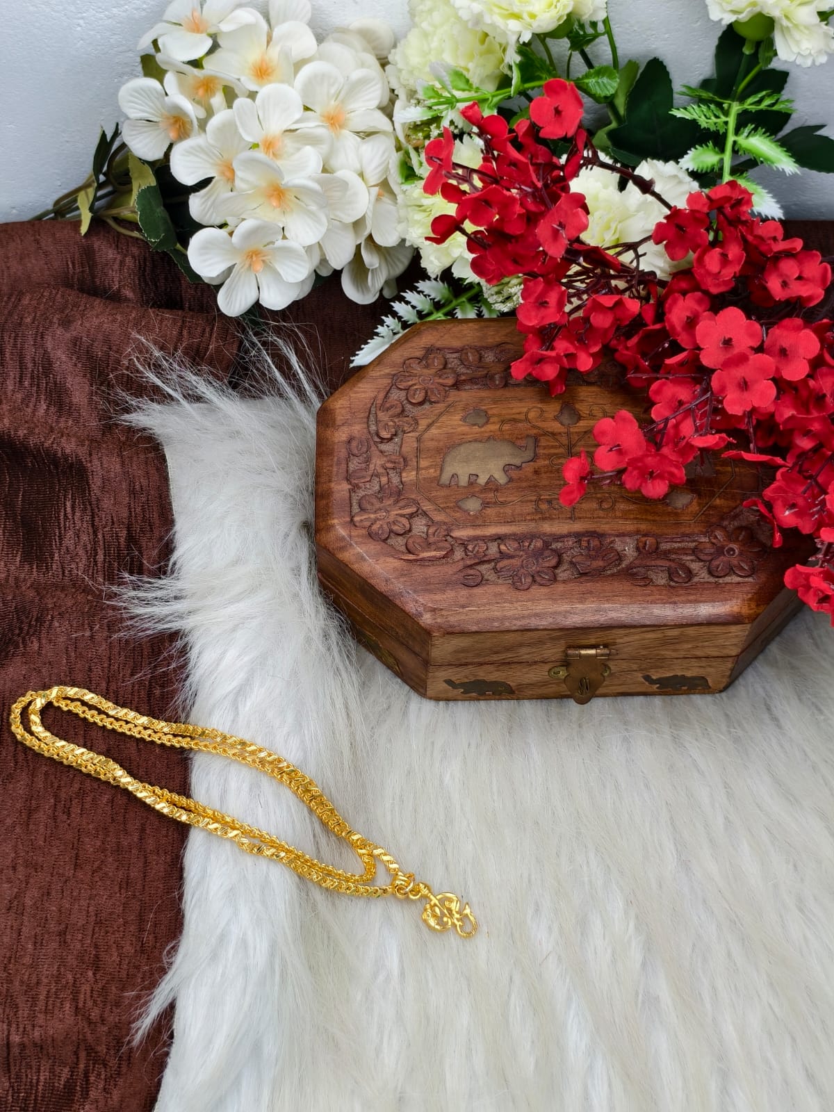 Forming matte finished (1Gram gold plated) Leaf Chain With Doller