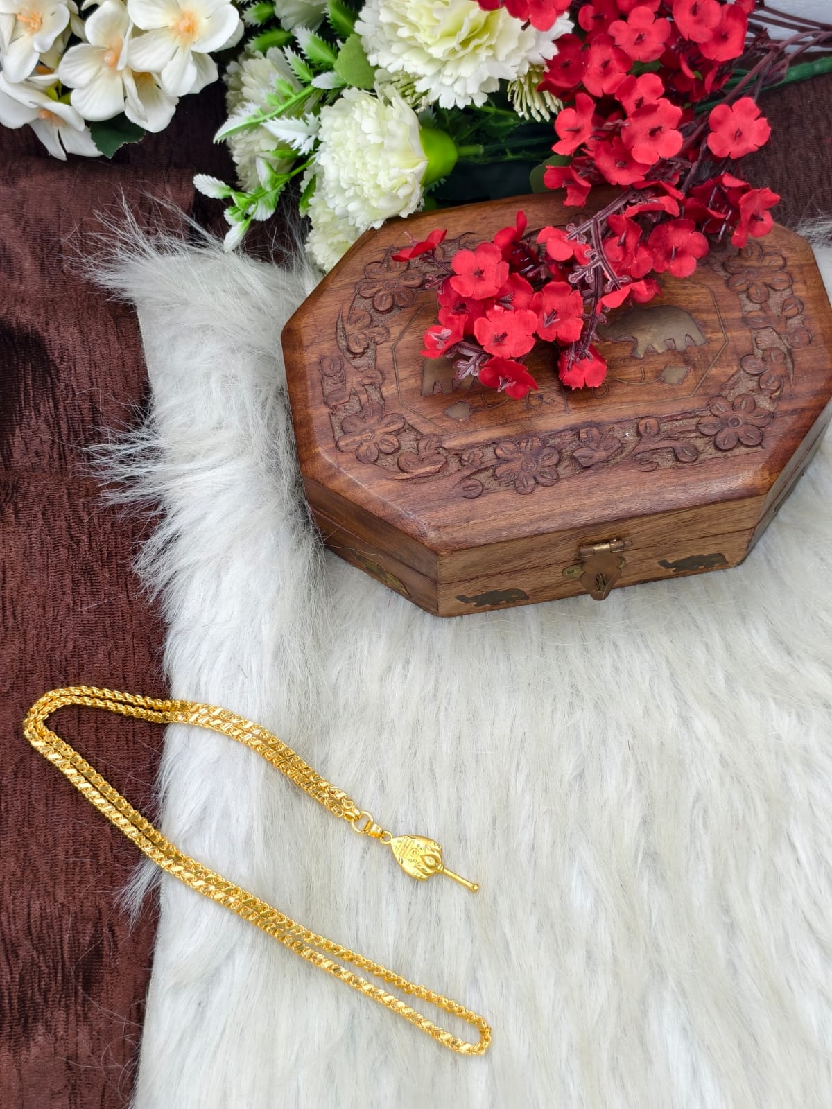 Forming matte finished (1Gram gold plated) Leaf  Chain With Doller