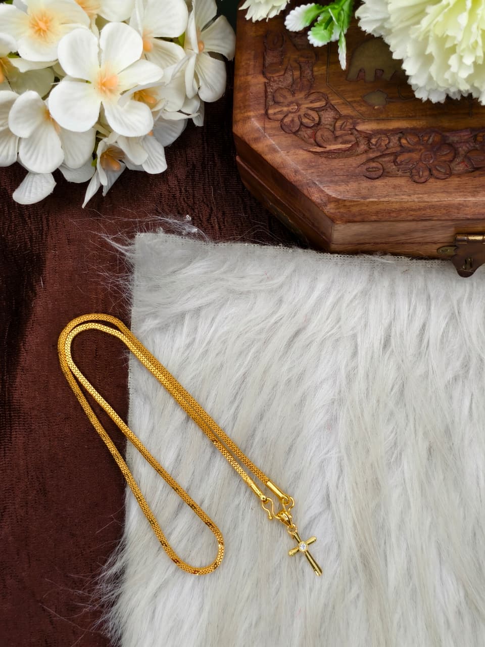 ✨Foming  Dollar Matte Finish Chain – Gold Plated Jewellery for Women✨