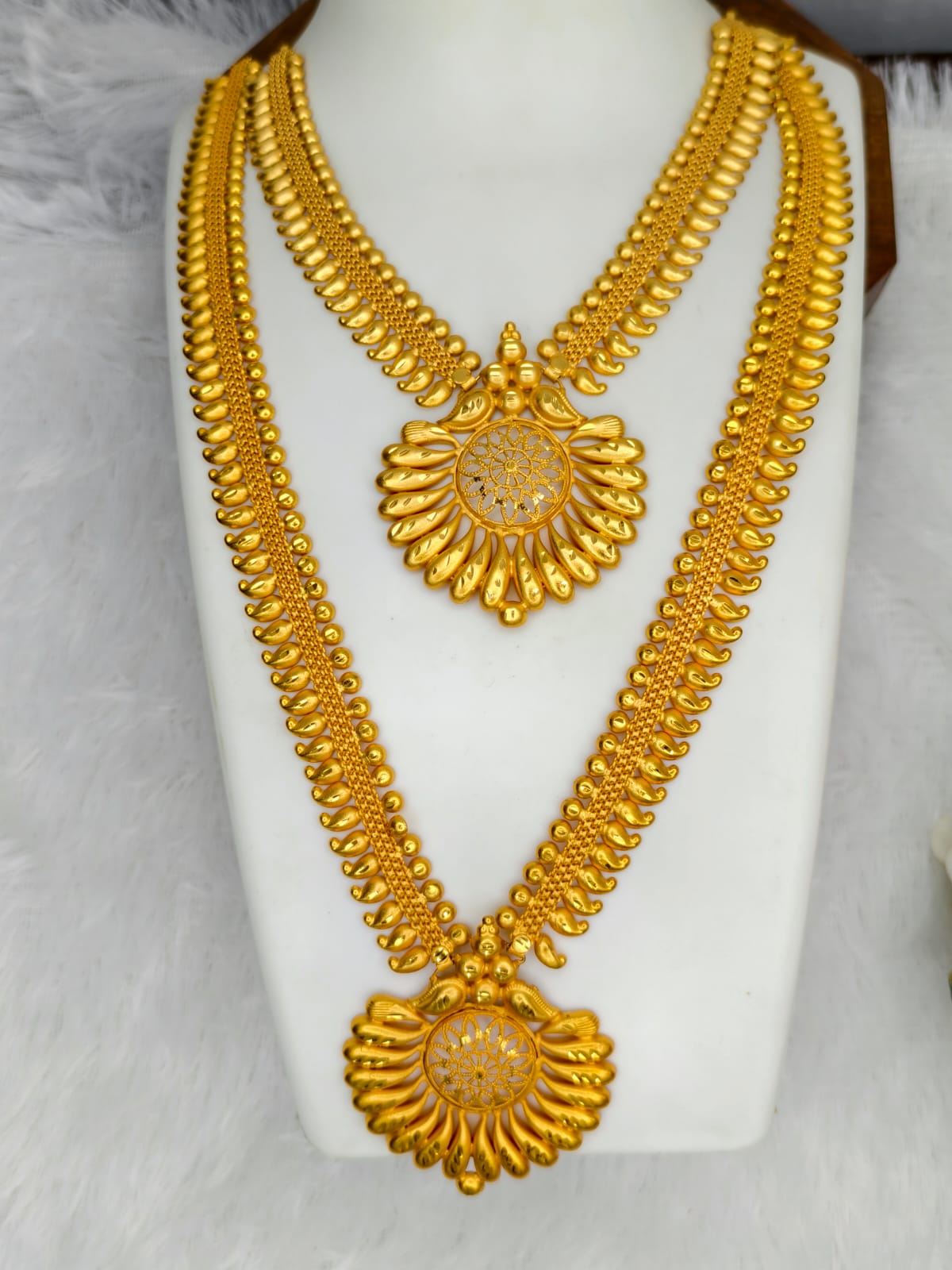1 Gram Gold Plated Matte Finish Haram Necklace Combo for Women – Traditional Bridal Jewellery