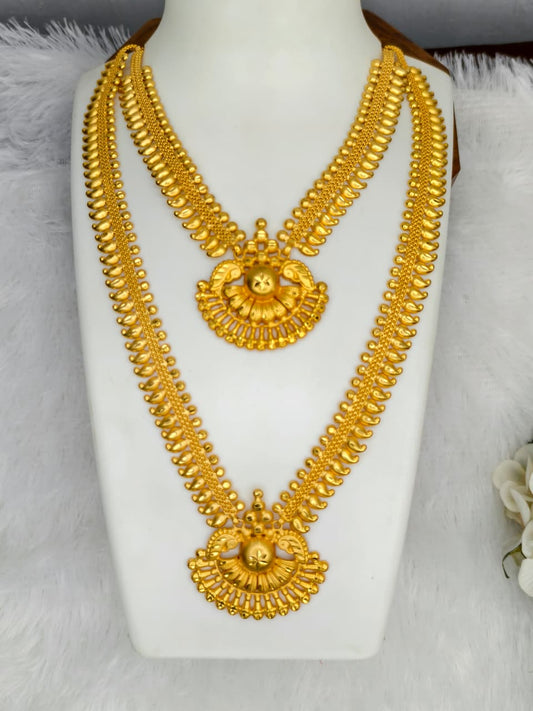 1 Gram Gold Plated Matte Finish Haram Necklace Combo for Women – Traditional Bridal Jewellery