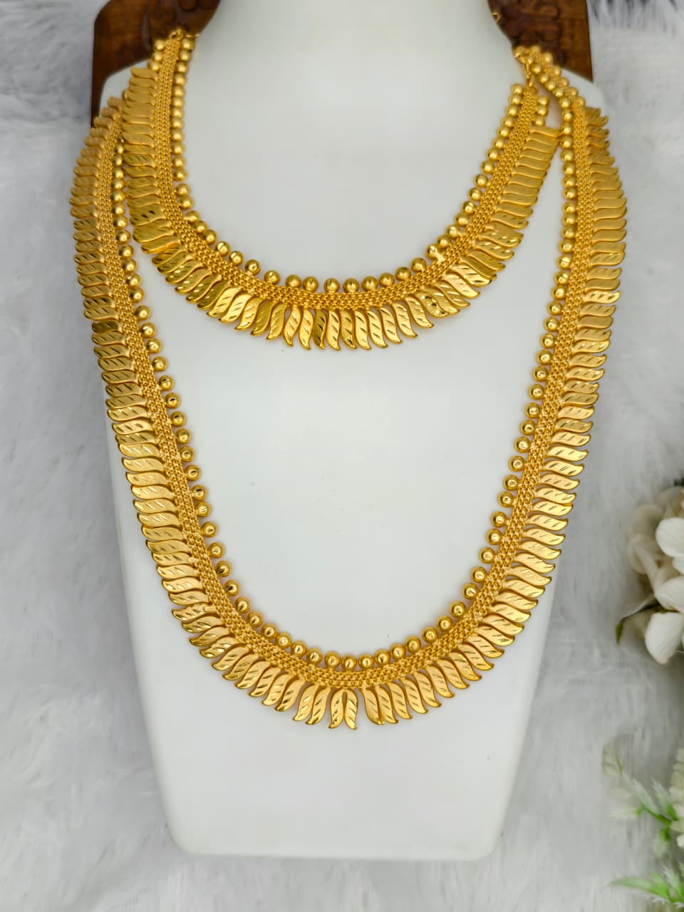 1 Gram Gold Plated Matte Finish Haram Necklace Combo for Women – Traditional Bridal Jewellery
