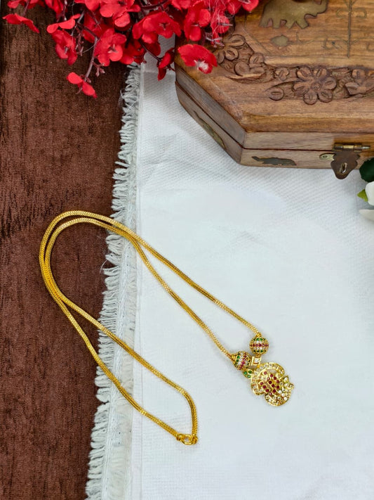 Micro OM Stone Box Dollar Chain Matte Finish Chain – Gold Plated Jewellery for Women