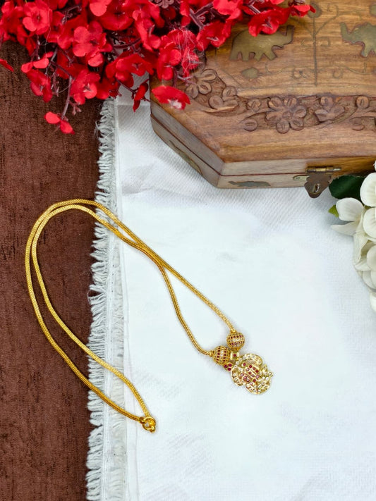 Micro OM Stone Box Dollar Chain Matte Finish Chain – Gold Plated Jewellery for Women