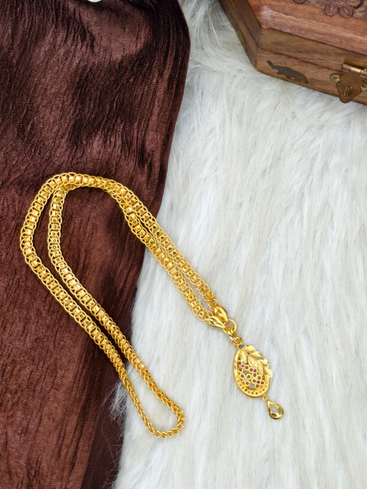 ✨ Plain Dollar Matte Finish Chain – Gold Plated Jewellery for Women✨
