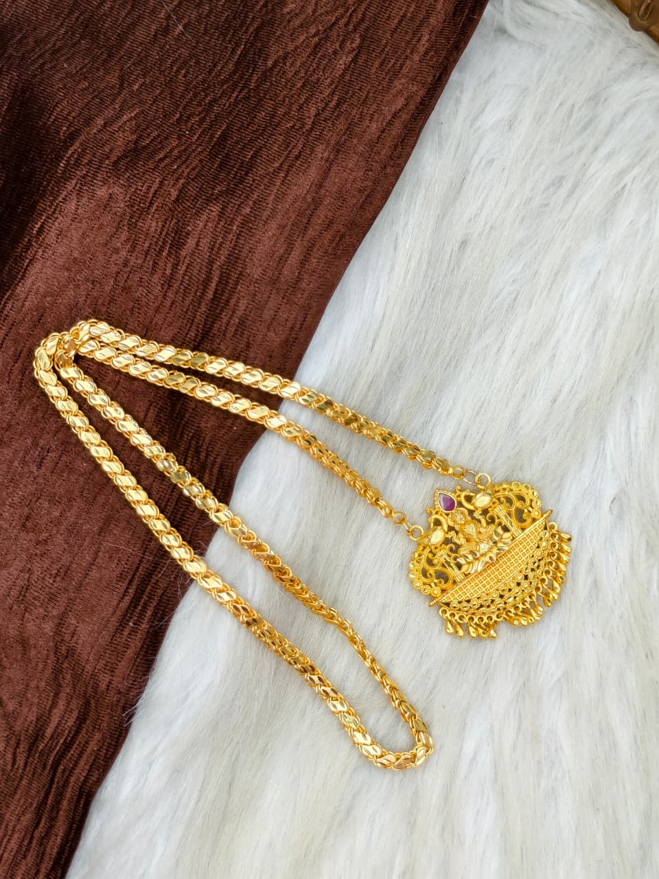 Plain Dollar Matte Finish Chain – Gold Plated Jewellery for Women✨