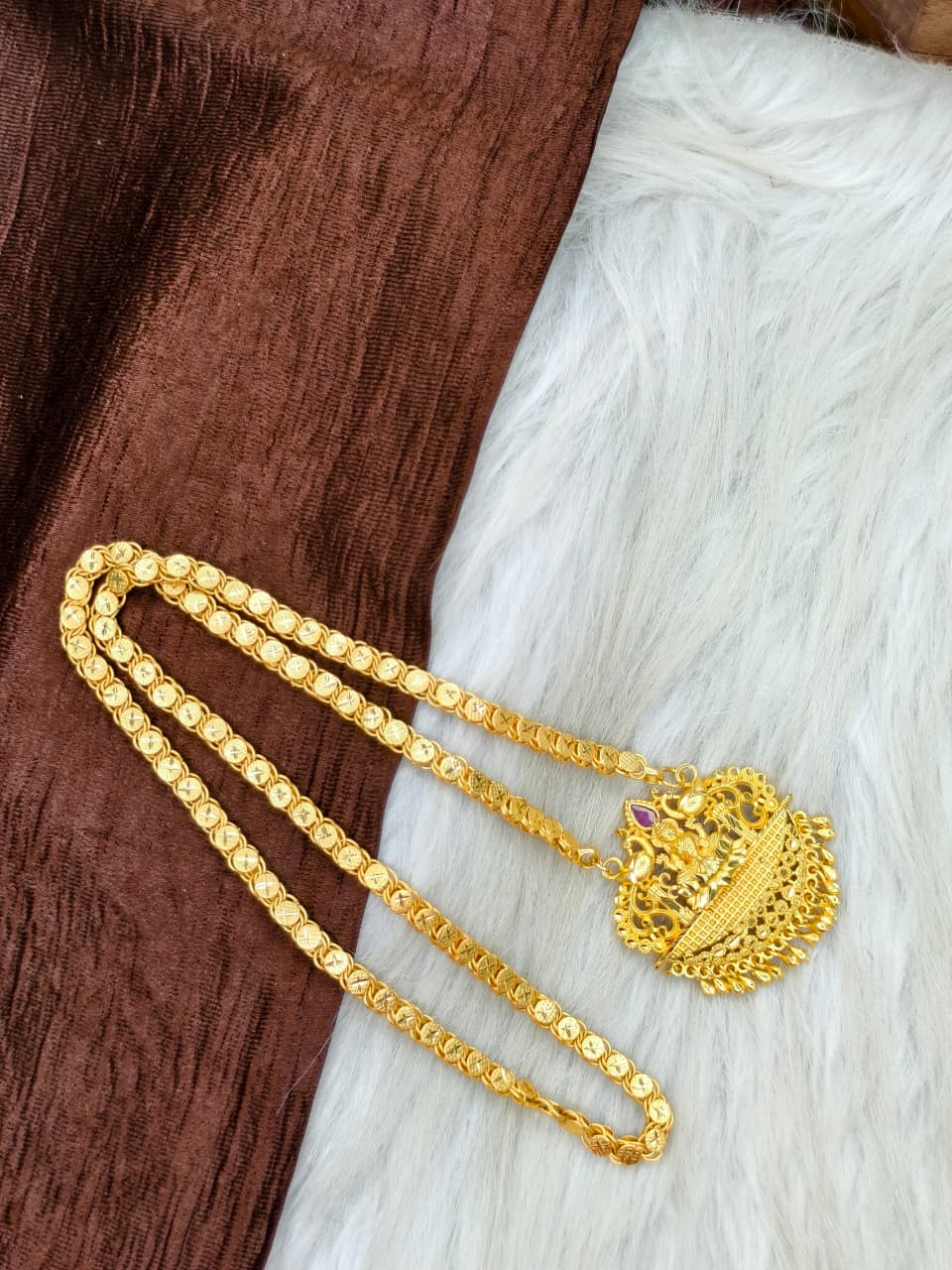 ✨Plain Dollar Matte Finish Chain – Gold Plated Jewellery for Women✨