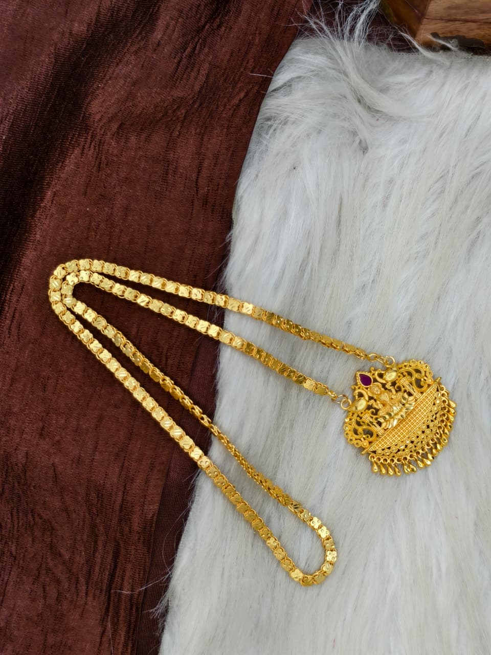 ✨Plain Dollar Matte Finish Chain – Gold Plated Jewellery for Women✨