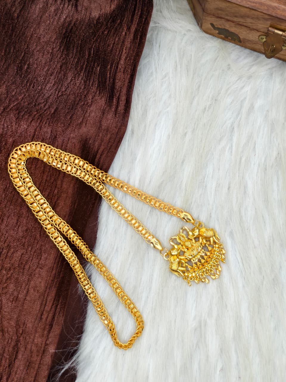 ✨ Plain Dollar Matte Finish Chain – Gold Plated Jewellery for Women✨