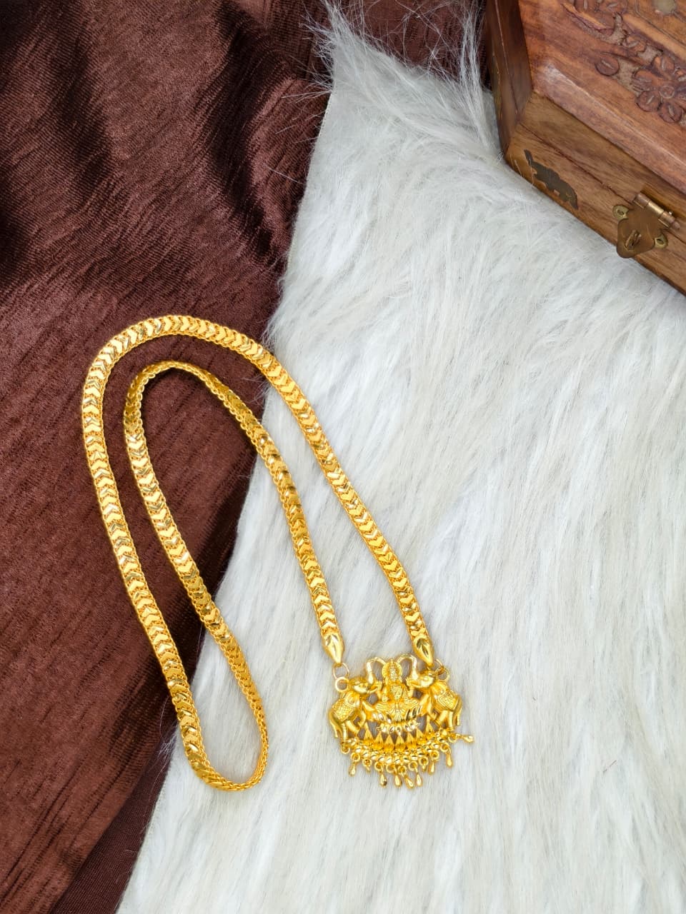 ✨ Plain Dollar Matte Finish Chain – Gold Plated Jewellery for Women✨
