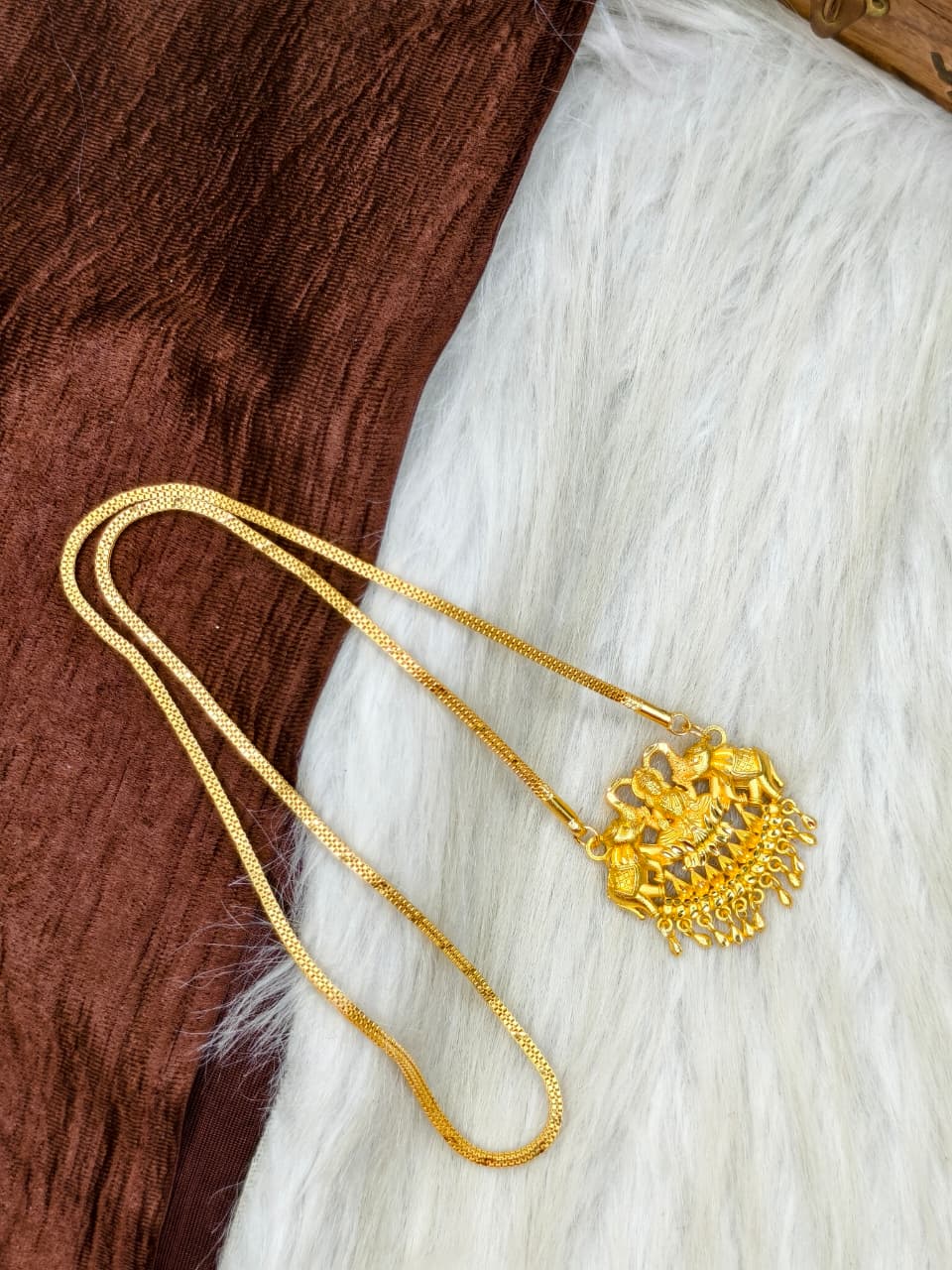 ✨Plain Dollar Matte Finish Chain – Gold Plated Jewellery for Women✨
