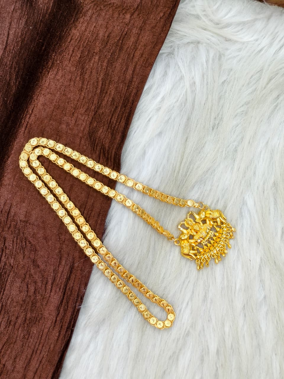 ✨Plain Dollar Matte Finish Chain – Gold Plated Jewellery for Women✨