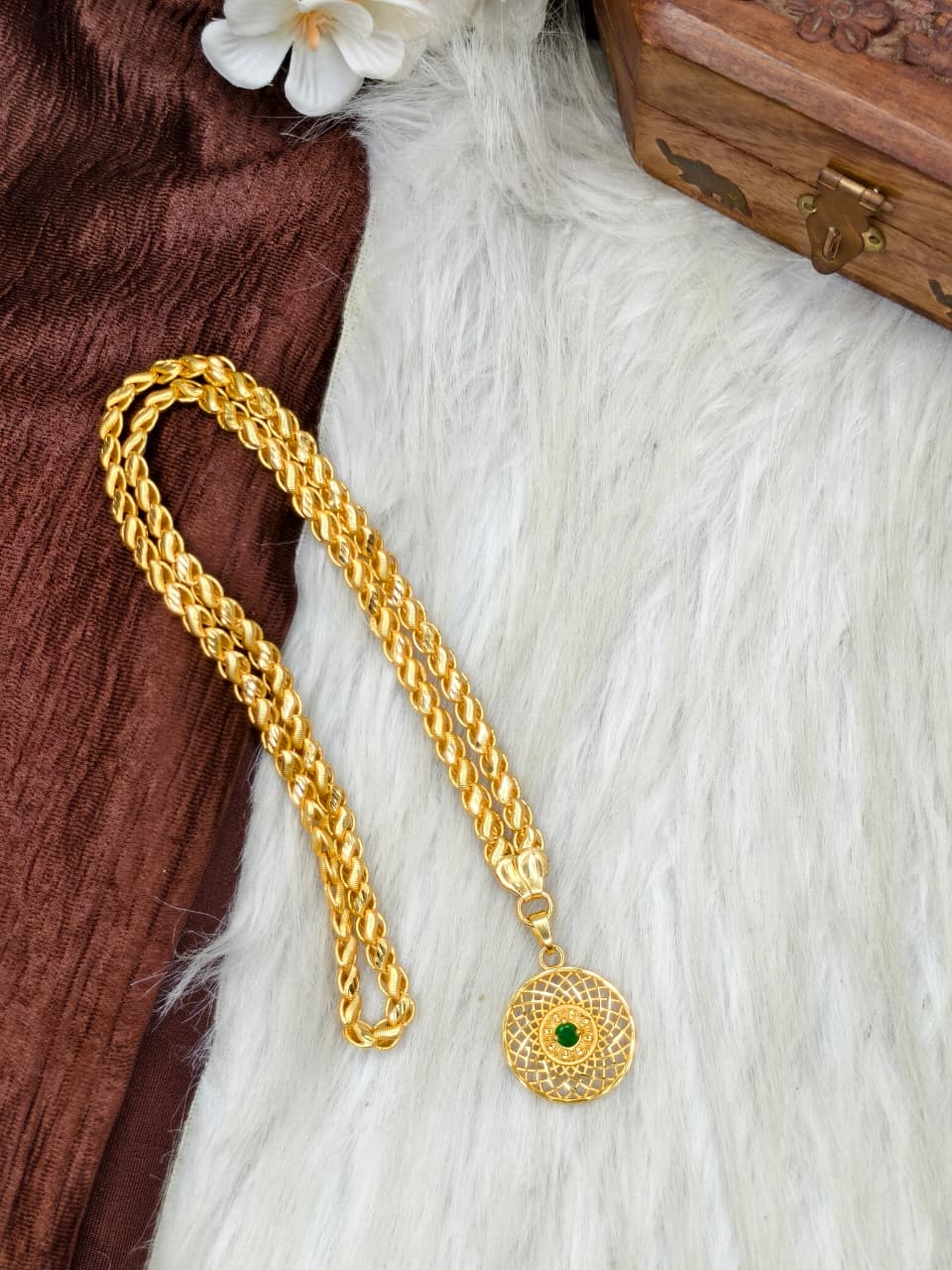 ✨ Plain Dollar Matte Finish Chain – Gold Plated Jewellery for Women✨