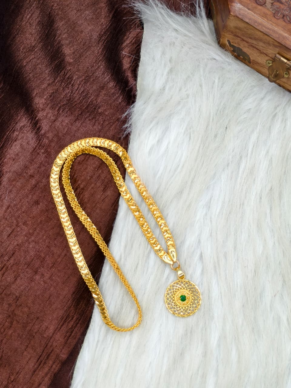✨ Plain Dollar Matte Finish Chain – Gold Plated Jewellery for Women✨