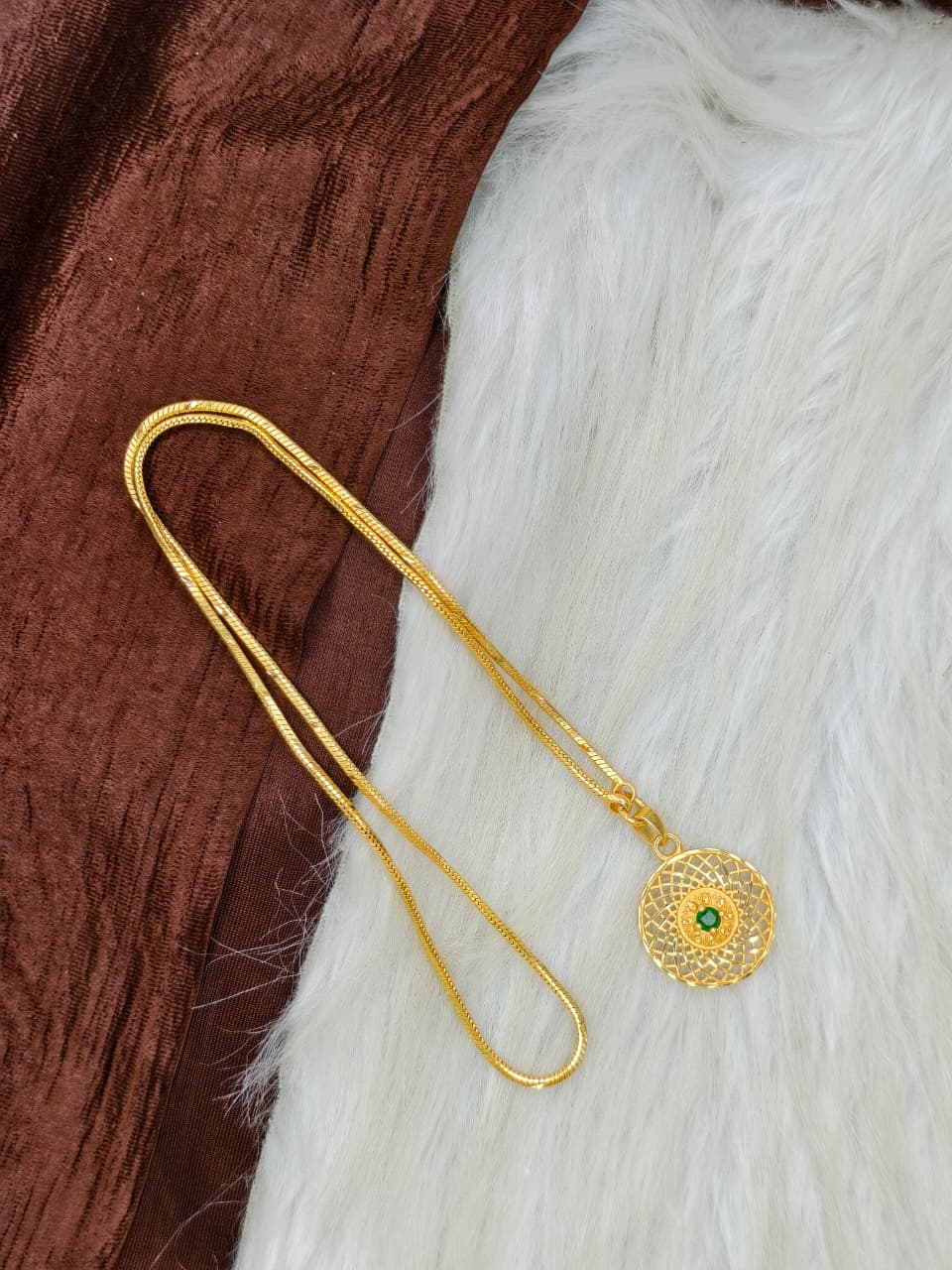 ✨Plain Dollar Matte Finish Chain – Gold Plated Jewellery for Women✨