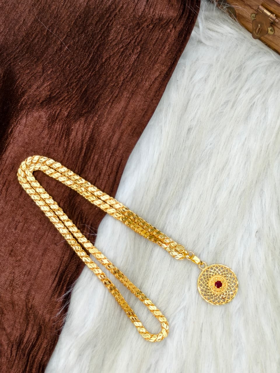 Plain Dollar Matte Finish Chain – Gold Plated Jewellery for Women✨