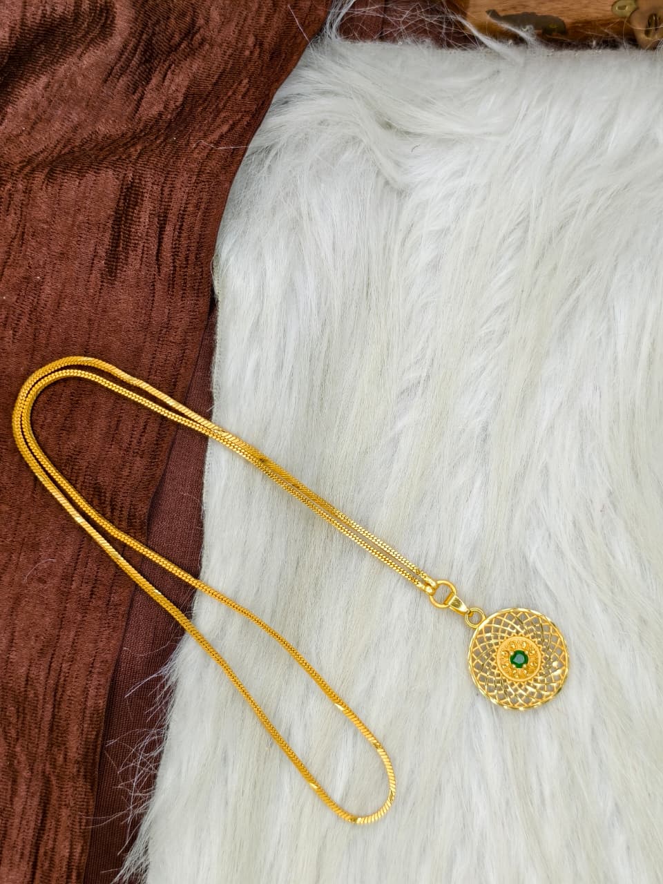✨Plain Dollar Matte Finish Chain – Gold Plated Jewellery for Women✨