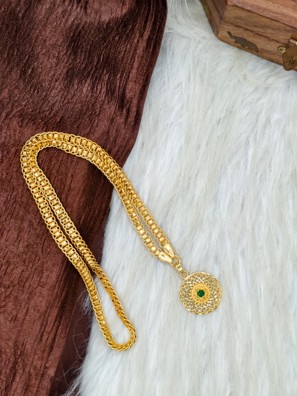 ✨ Plain Dollar Matte Finish Chain – Gold Plated Jewellery for Women✨