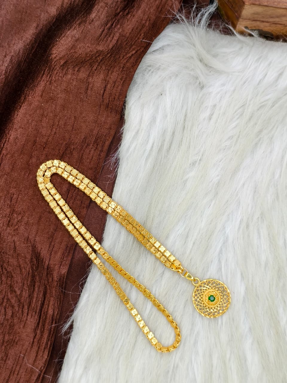 ✨Plain Dollar Matte Finish Chain – Gold Plated Jewellery for Women✨