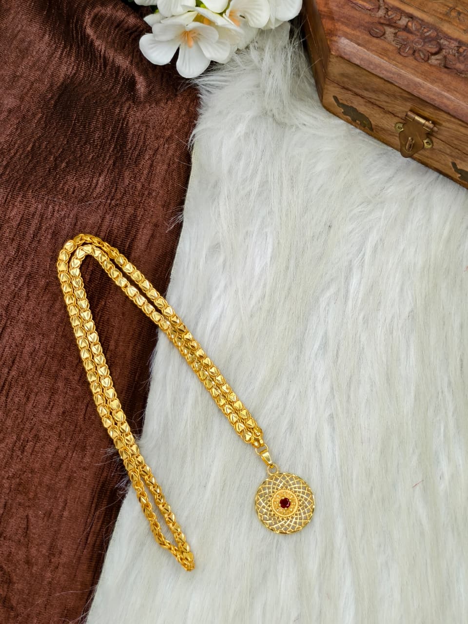 ✨ Plain Dollar Matte Finish Chain – Gold Plated Jewellery for Women✨