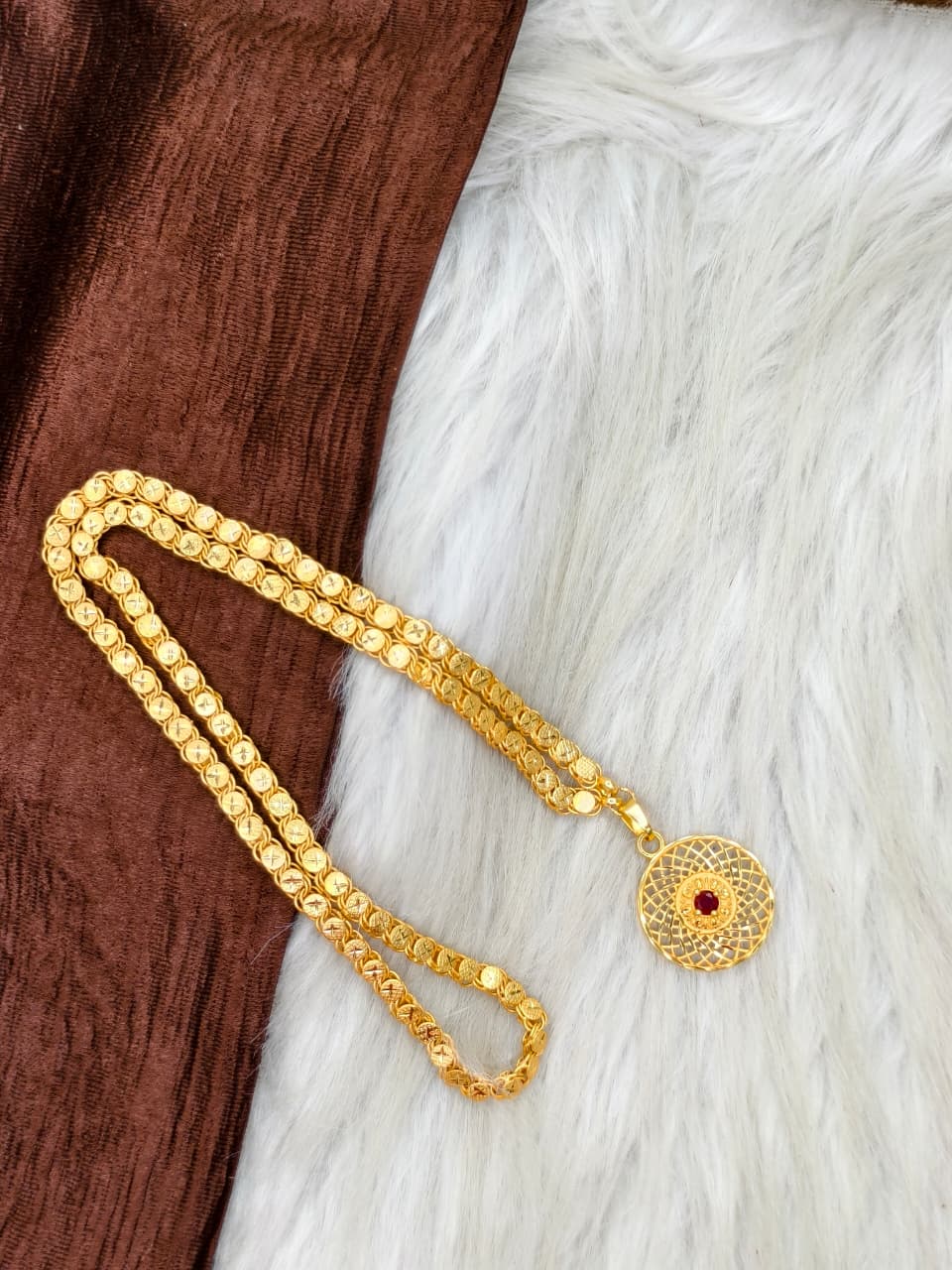 ✨Plain Dollar Matte Finish Chain – Gold Plated Jewellery for Women✨