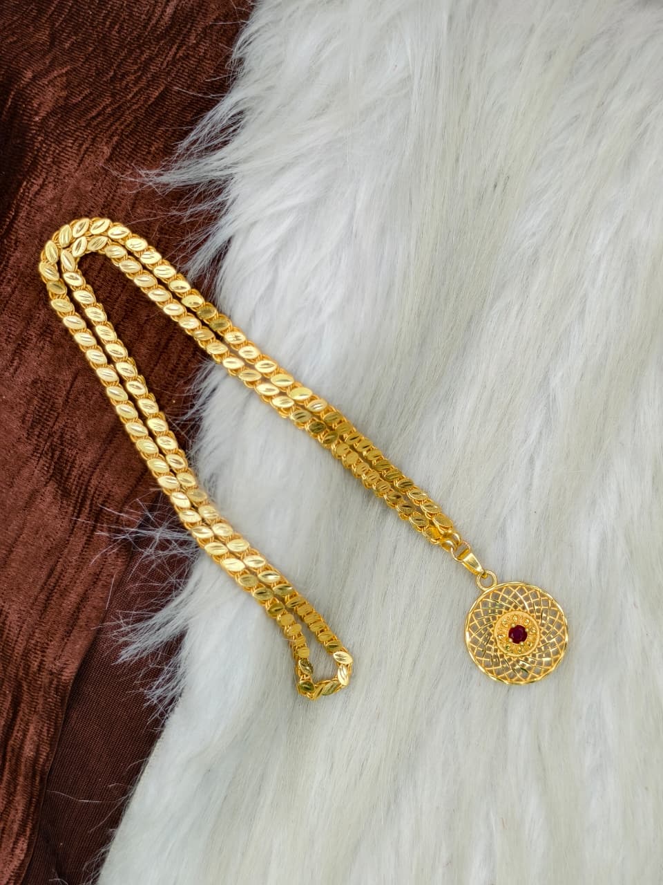 ✨ Plain Dollar Matte Finish Chain – Gold Plated Jewellery for Women✨