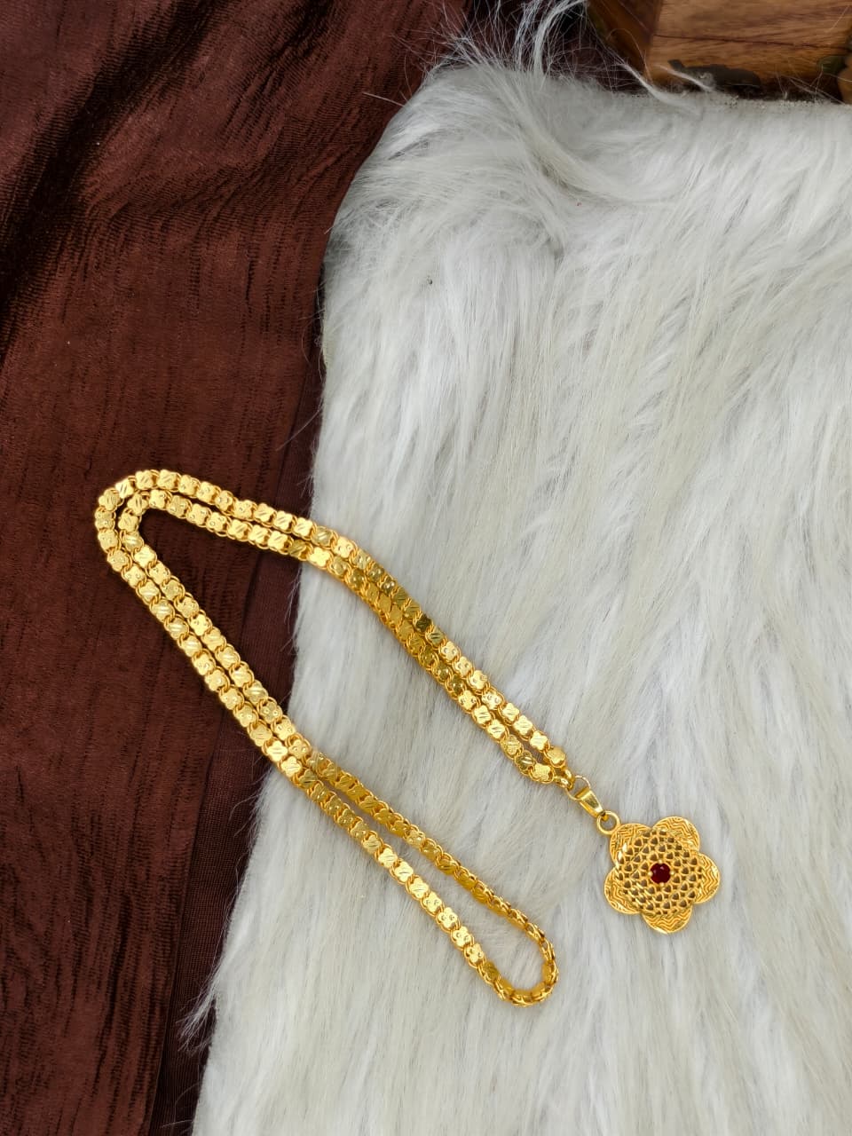 ✨Plain Dollar Matte Finish Chain – Gold Plated Jewellery for Women✨