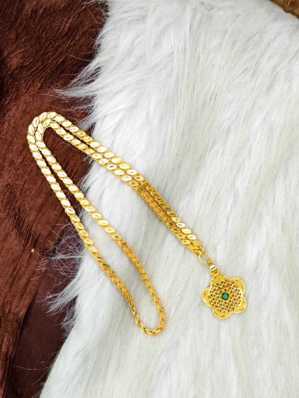 ✨ Plain Dollar Matte Finish Chain – Gold Plated Jewellery for Women✨