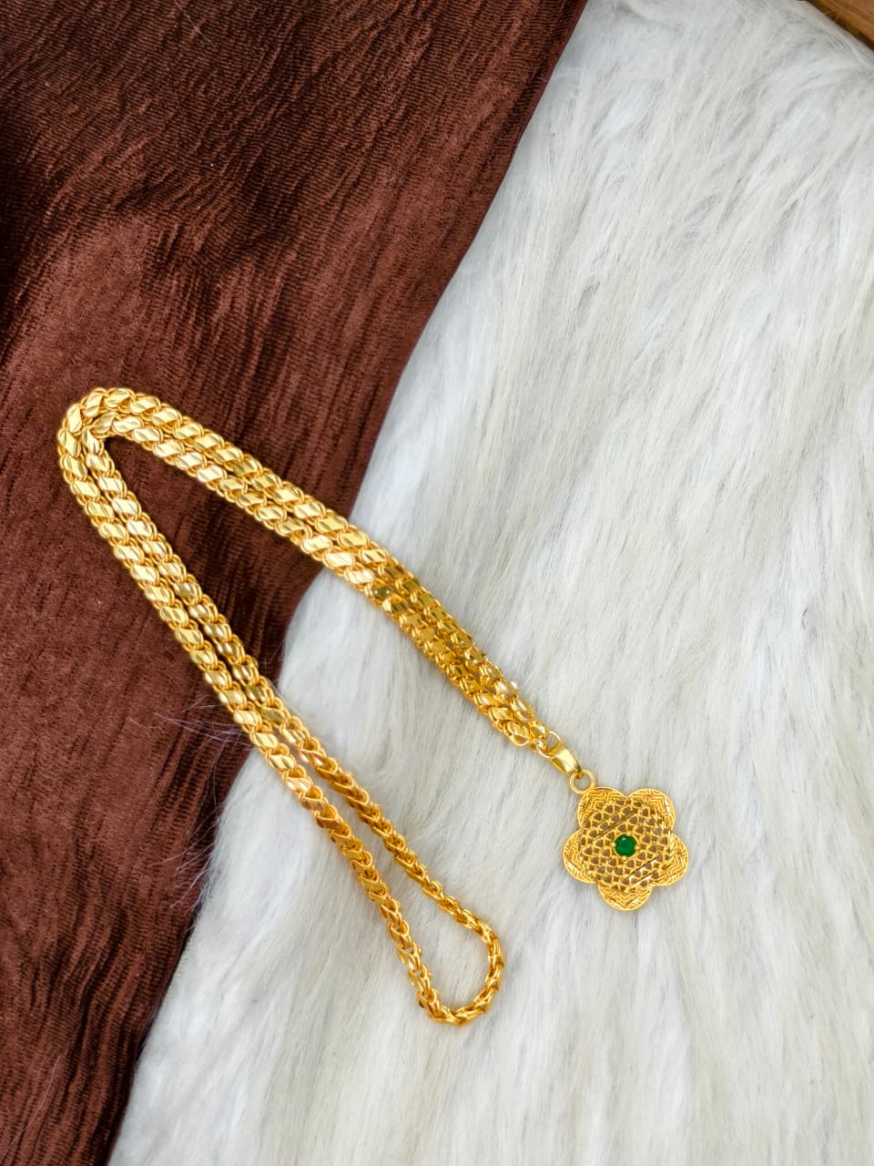 Plain Dollar Matte Finish Chain – Gold Plated Jewellery for Women✨