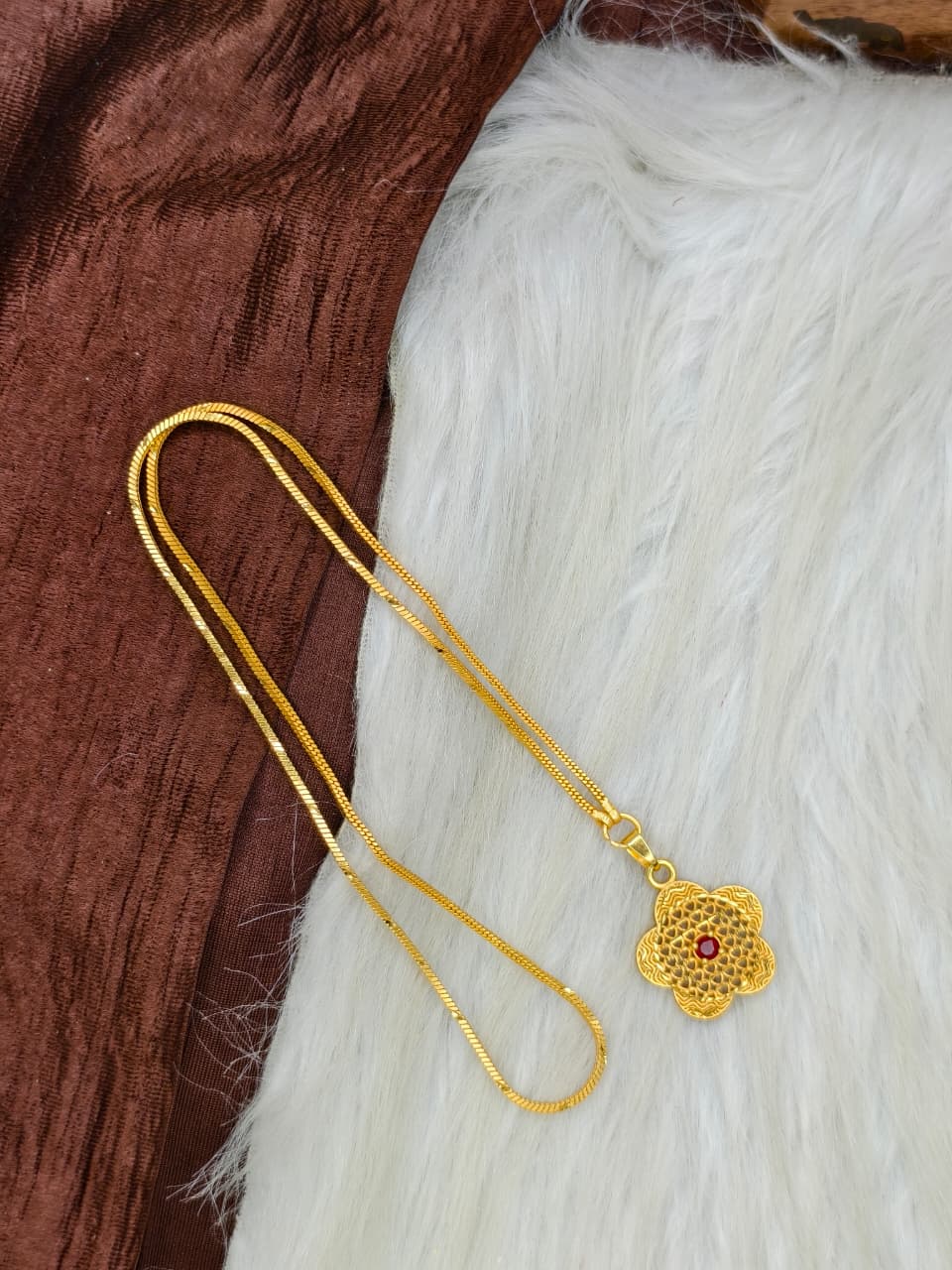 ✨Plain Dollar Matte Finish Chain – Gold Plated Jewellery for Women✨