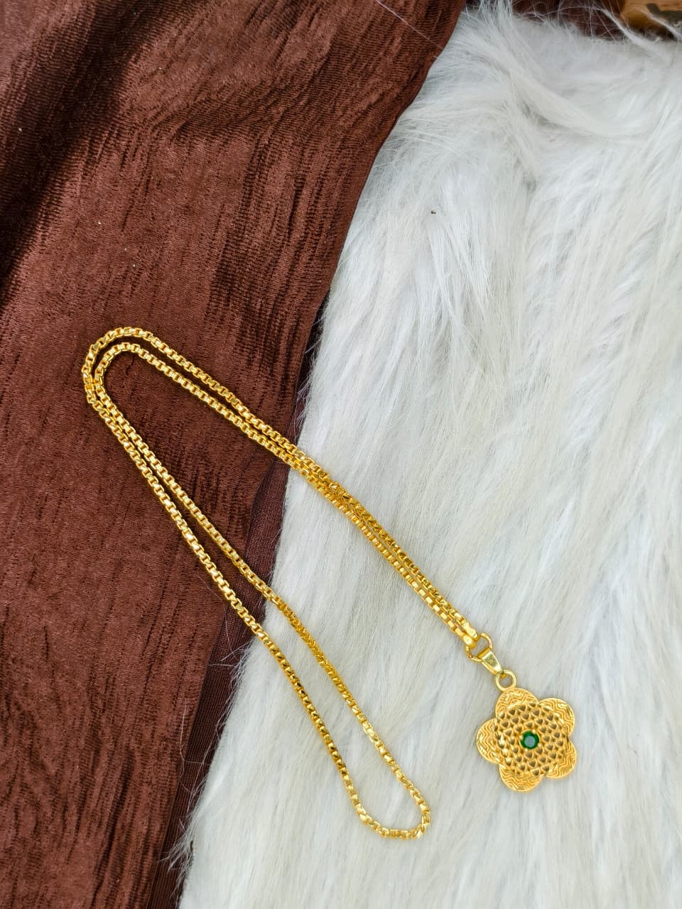 ✨Plain Dollar Matte Finish Chain – Gold Plated Jewellery for Women✨