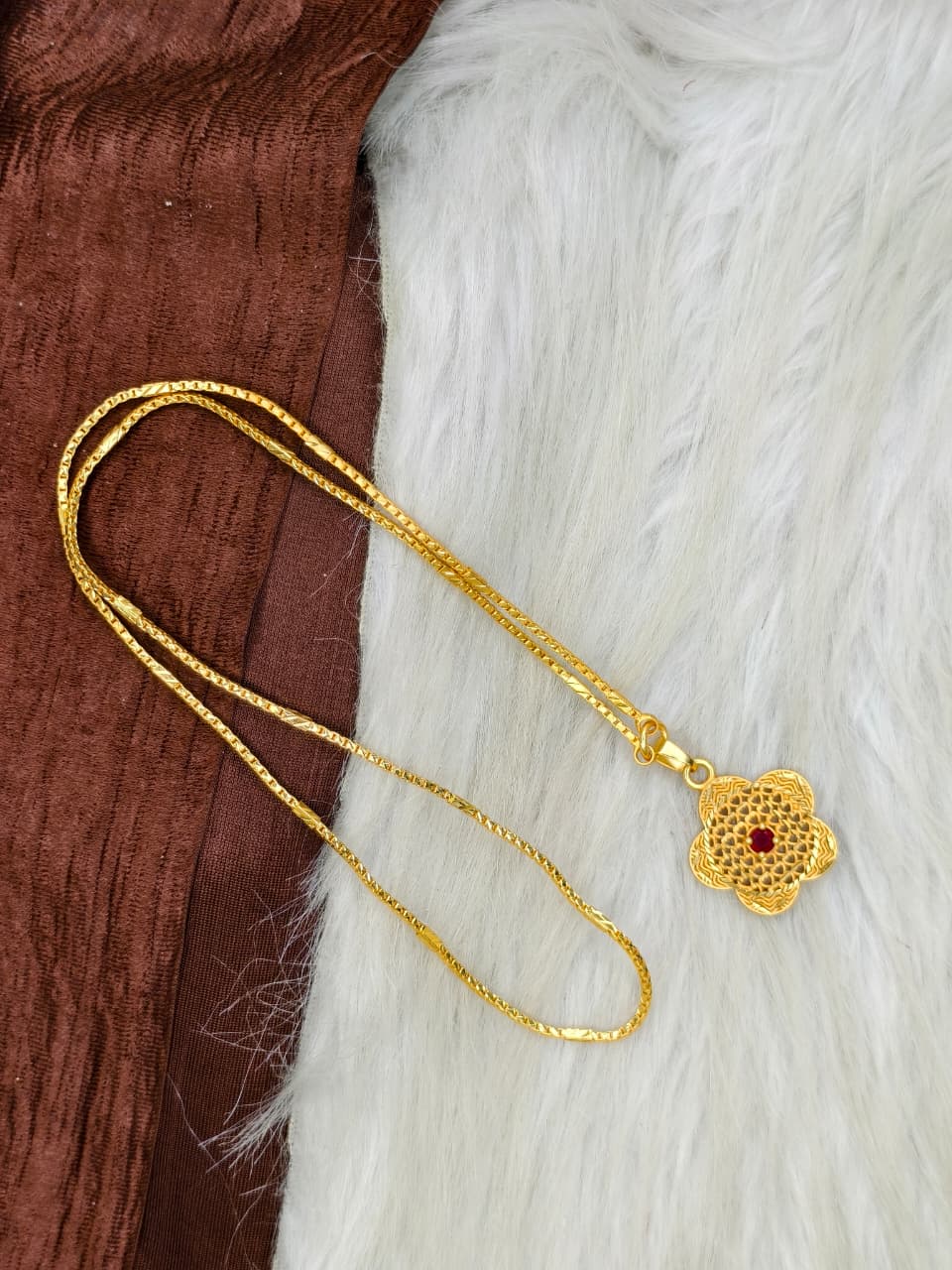 ✨Plain Dollar Matte Finish Chain – Gold Plated Jewellery for Women✨