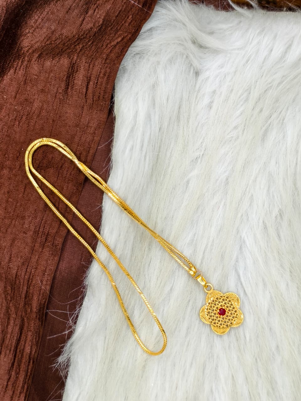✨Plain Dollar Matte Finish Chain – Gold Plated Jewellery for Women✨